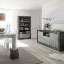 PAOLINO -Ensemble séjour avec table 180cm gris aspect Cimento et Oxyde