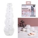 Lot de 5 flacons de voyage (5ML à 50ML) en plastique blanc avec bouchon à visé et opercule de proctection
