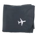 Plaid polaire de voyage rectangulaire 120x150cm en polyestère gris anthracite avec les bords surpiqués