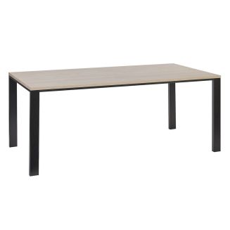 BRIDGE - Table repas 170cm plateau aspect bois finition Urban Oak pieds métal noir