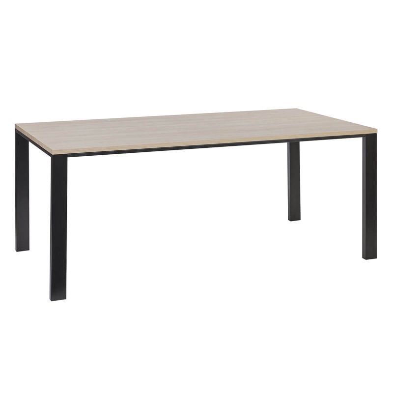 BRIDGE - Table repas 230cm plateau aspect bois finition Urban Oak pieds métal noir