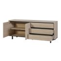 BONNIE - Buffet 2 portes 3 tiroirs aspect bois finition Urban Oak