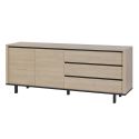 BONNIE - Buffet 2 portes 3 tiroirs aspect bois finition Urban Oak