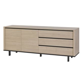 BONNIE - Buffet 2 portes 3 tiroirs aspect bois finition Urban Oak