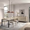BRIDGE - Table repas 170cm plateau aspect bois finition Urban Oak pieds métal noir