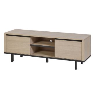BONNIE - Meuble TV 2 portes et niches centrales aspect bois finition Urban Oak