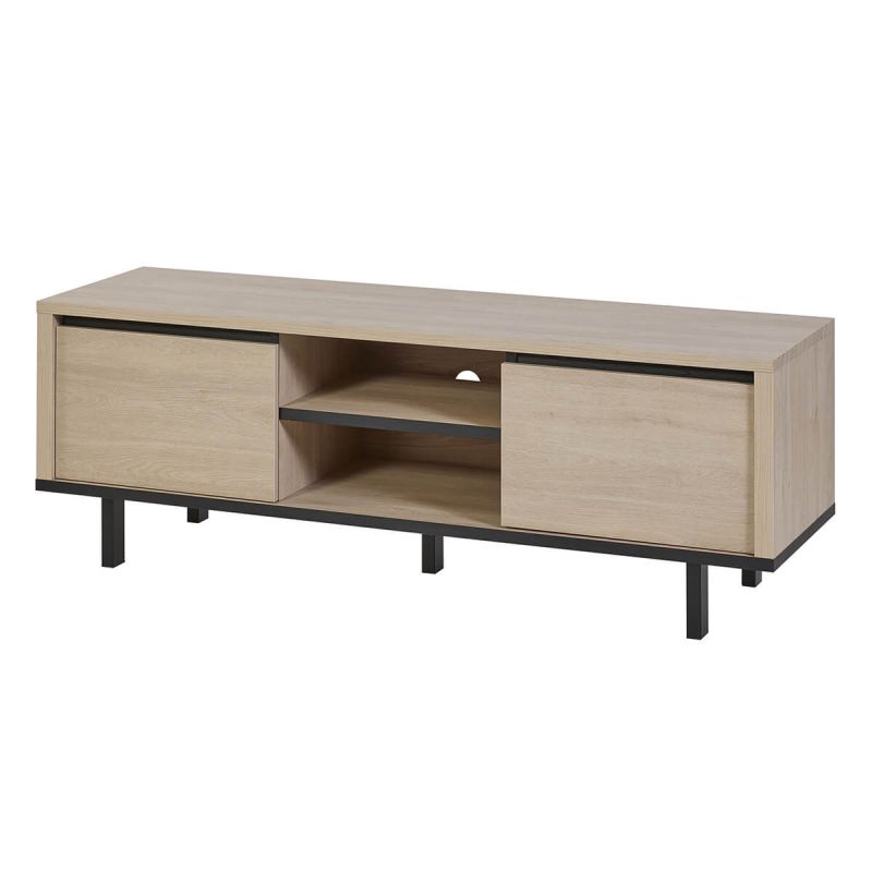 BONNIE - Meuble TV 2 portes et niches centrales aspect bois finition Urban Oak BONNIE - Meuble TV 2 portes et niches centrales aspect bois finition Urban Oak