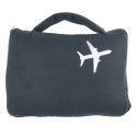 Plaid polaire de voyage rectangulaire 120x150cm en polyestère gris anthracite avec les bords surpiqués + Housse de transport
