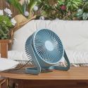 Ventilateur USB silencieux bleue à deux vitesses de 25 cm de hauteur, avec une tête orientable et inclinable verticalement