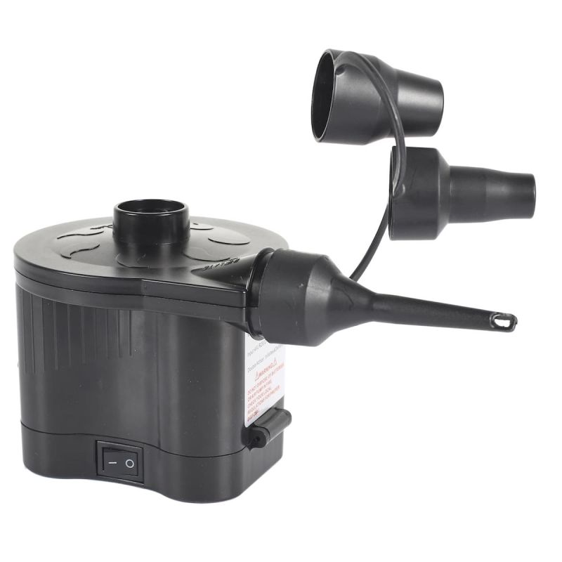 Gonfleur et dégonfleur électrique à piles avec 3 embouts en plastique noir Gonfleur et dégonfleur électrique à piles avec 3 embouts en plastique noir