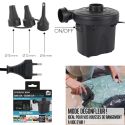 Gonfleur et dégonfleur électrique (220-240V) sur secteur avec 3 embouts (8, 12 et 15 mm) en plastique noir