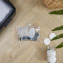 Kit de voyage avec 3 flacons et 2 pots (12ML à 100ML) en plastique blanc+ Pochette transparente