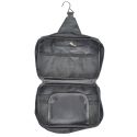 Trousse de toilette rectangulaire 18x26cm en polyestère gris avec son crochet de suspension