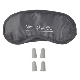 Masque de voyage en polyestère gris + 2 paires de bouchons d'oreilles