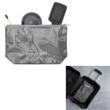 Trousse de toilette rectangulaire 23x36cm en plastique PVC gris avec fermeture eclair