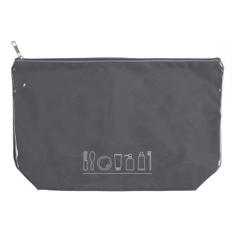 Trousse de toilette rectangulaire 23x36cm en plastique PVC gris avec fermeture eclair