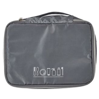 Trousse de toilette cosmétique rectangulaire 19x26cm en polyestère gris avec ses séparations amovibles
