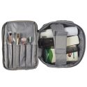 Trousse de toilette cosmétique rectangulaire 19x26cm en polyestère gris avec ses séparations amovibles