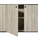 THOMAS - Buffet 4 portes aspect lames de bois finition Beach et plateau noir