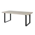 BEACH - Table repas 200cm plateau aspect bois clair pieds A métal noir