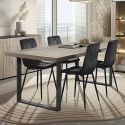 BEACH - Table repas 200cm plateau aspect bois clair pieds A métal noir
