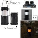 Lanterne à pile en plastique à effet flamme et LED blanche à suspendre ou à poser
