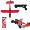 Jeu de lancer d’avion en plastique avec propulseur rouge et noir