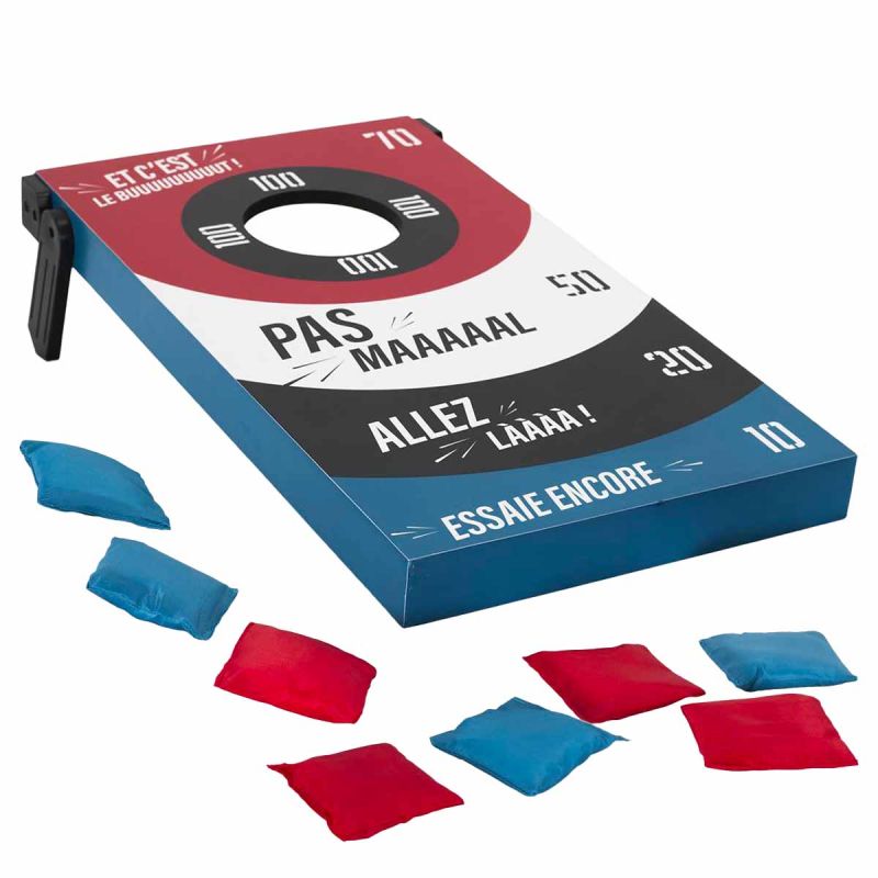 Jeu en bois 2 en 1 avec lancer de sac + Tic Tac Toe