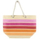 Sac de plage 50x35cm rayé avec message "Madame en balade" rose, orange et violet