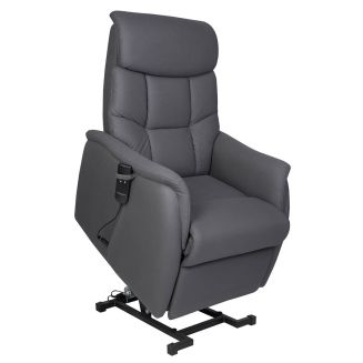 VILLARD - Fauteuil relax releveur tissu polyester imitation cuir gris