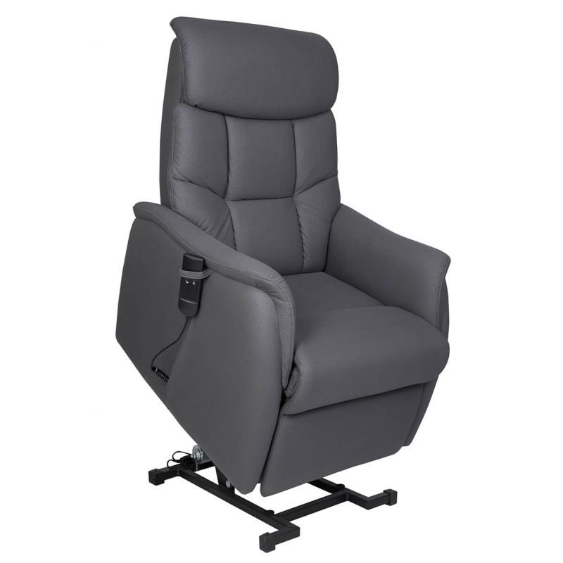 VILLARD - Fauteuil relax releveur tissu polyester imitation cuir gris