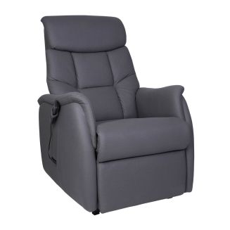 VILLARD - Fauteuil relax releveur tissu polyester imitation cuir gris
