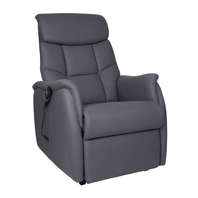 VILLARD - Fauteuil relax releveur tissu polyester imitation cuir gris