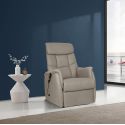VILLARD - Fauteuil relax releveur tissu polyester imitation cuir beige
