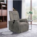 NARVIK - Fauteuil relax releveur tissu polyester traité hydrophobe taupe