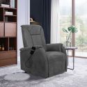 NARVIK - Fauteuil relax releveur tissu polyester traité hydrophobe gris