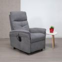 VITILIS - Fauteuil relax releveur tissu polyester gris