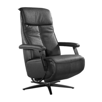 CENTAURE - Fauteuil relax pivotant releveur en cuir vachette noir