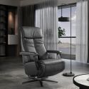 CENTAURE - Fauteuil relax pivotant releveur en cuir vachette noir