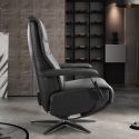 CENTAURE - Fauteuil relax pivotant releveur en cuir vachette noir