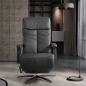 CENTAURE - Fauteuil relax pivotant releveur en cuir vachette noir