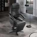 CENTAURE - Fauteuil relax pivotant releveur en cuir vachette noir