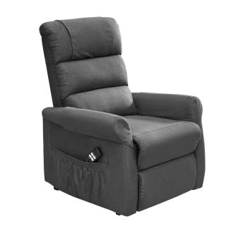 ADRIAN - Fauteuil relax releveur tissu polyester imitation cuir gris