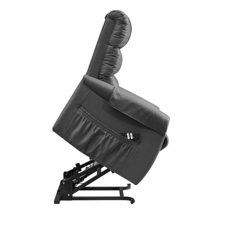 ADRIAN - Fauteuil relax releveur tissu polyester imitation cuir gris