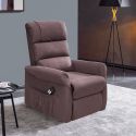 ADRIAN - Fauteuil relax releveur tissu polyester imitation cuir brun