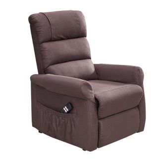 ADRIAN - Fauteuil relax releveur tissu polyester imitation cuir brun