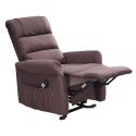 ADRIAN - Fauteuil relax releveur tissu polyester imitation cuir brun