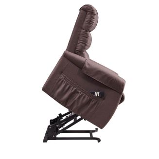 ADRIAN - Fauteuil relax releveur tissu polyester imitation cuir brun