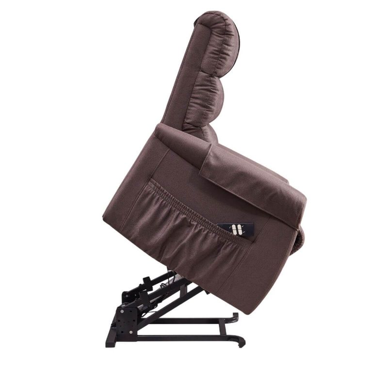 ADRIAN - Fauteuil relax releveur tissu polyester imitation cuir brun