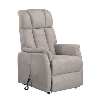 STRANI - Fauteuil relax releveur tissu polyester imitation cuir beige